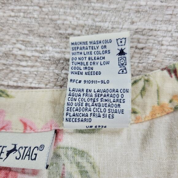 VTG White Stag Floral Linen Blend Dress Womens XL 16/18 Side Button Maxi Casual - Picture 4 of 15